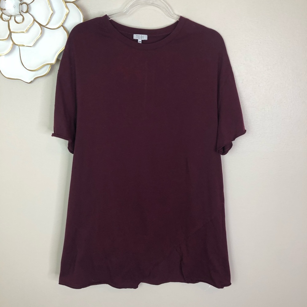 Tobi Over You t-shirt dress in wine short sleeves
